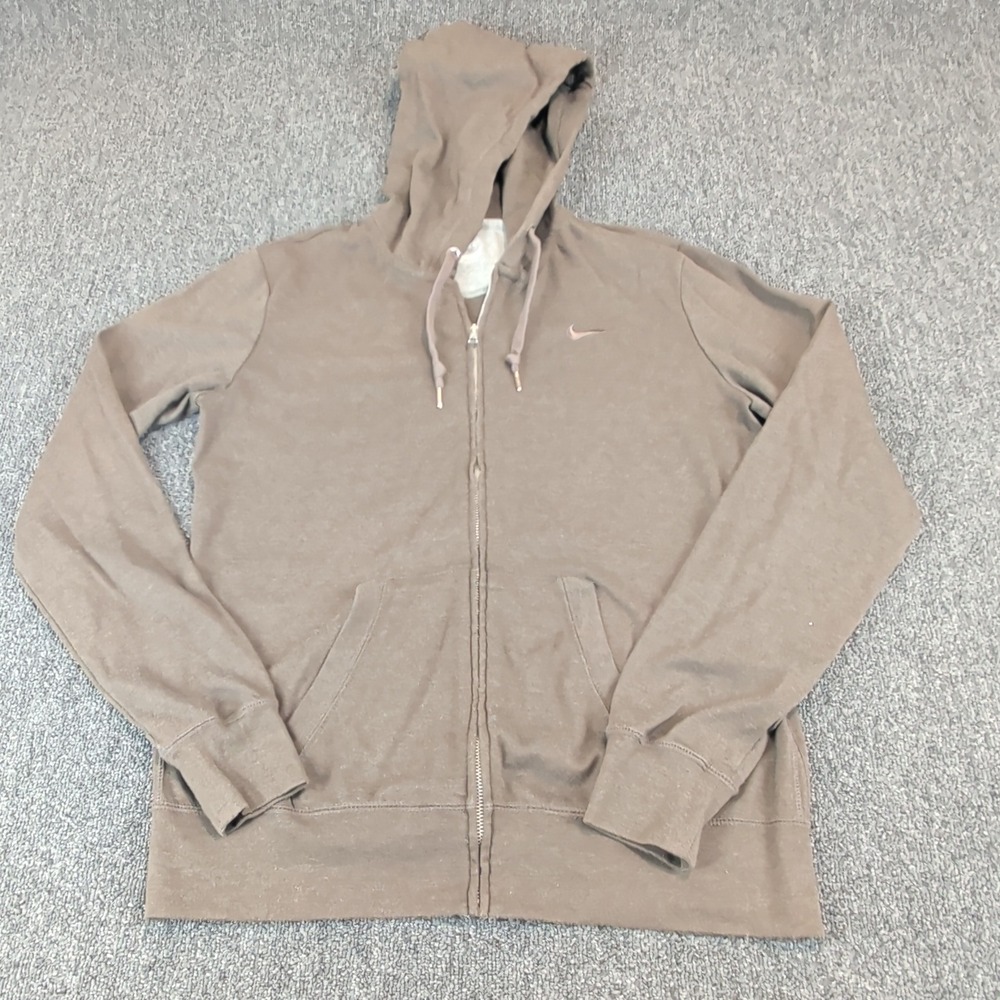 Nike Womens Full Zip Hoodie Size M Brown Cotton Blend The Athletic Dept Swoosh